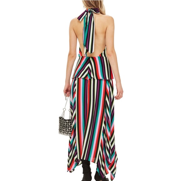 NEW TOPSHOP STRIPED HALTER MAXI DRESS - Picture 7 of 9